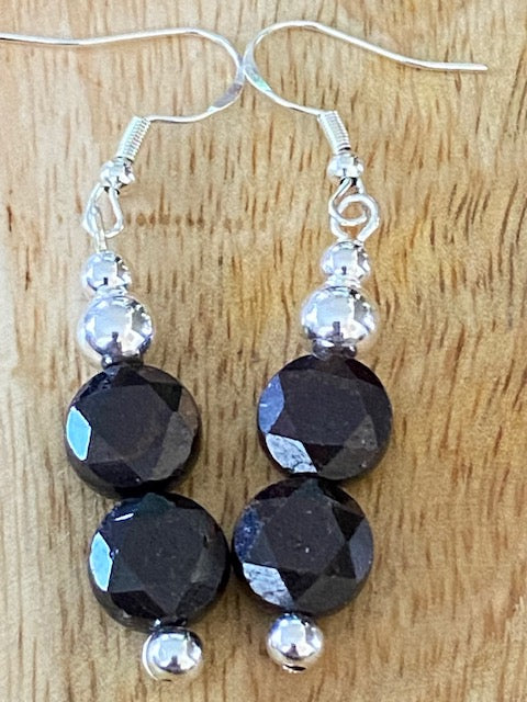 Garnet and Silver Earrings