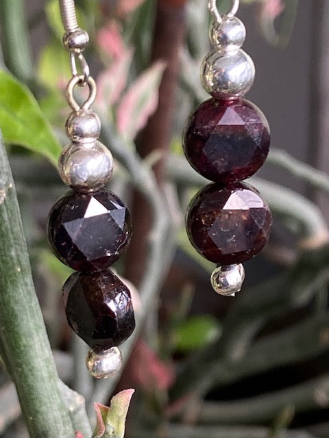 Garnet and Silver Earrings