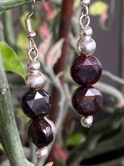 Garnet and Silver Earrings