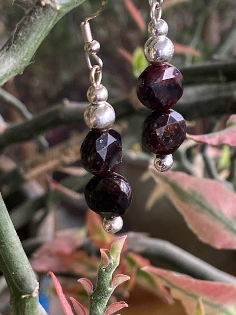 Garnet and Silver Earrings